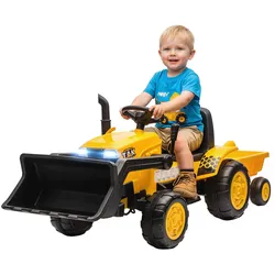 Kinder Elektro Bagger mit Anhänger, Schaufel 12V Aufsitzbagger mit Fernbedienung