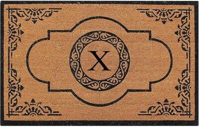 A1 Home Collections Natural Coir and PVC backing Monogram Doormat Outdoor Front Door Mat