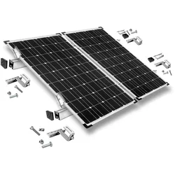 Befestigungskit mit Dachhaken 3-fach verstellbar (für Dachziegel) für Schrägdachmontage 2 Solarpanels Rahmenhöhe 35mm