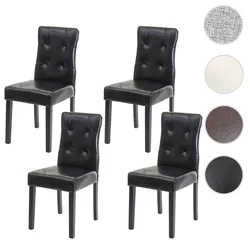 4er-Set Esszimmerstuhl HWC-E58, Stuhl Essstühle, MVG-zertifiziert ~ Kunstleder schwarz, dunkle Beine