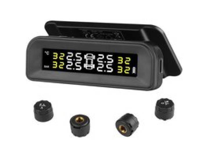 VEVOR RV-bandenspanningscontrolesysteem, 7,3-87 psi aanhangwagen-TPMS, universeel draadloos autoalarmsysteem, waterdichte TPMS-sensorkit met zonne-energieoplading, 4 sensoren, 5 alarmmodi