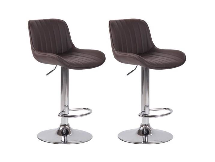 Tabourets de bar - CLP - Lentini - Similicuir - Piètement en Métal - Hauteur réglable
