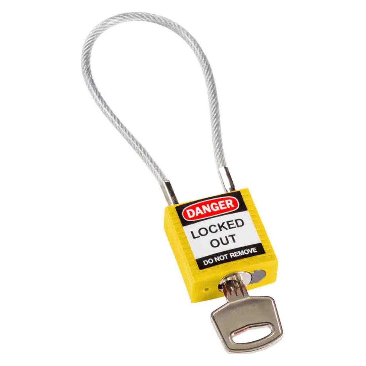Brady SafetyPadlocks-CompactCable Keyed Yellow (146121)