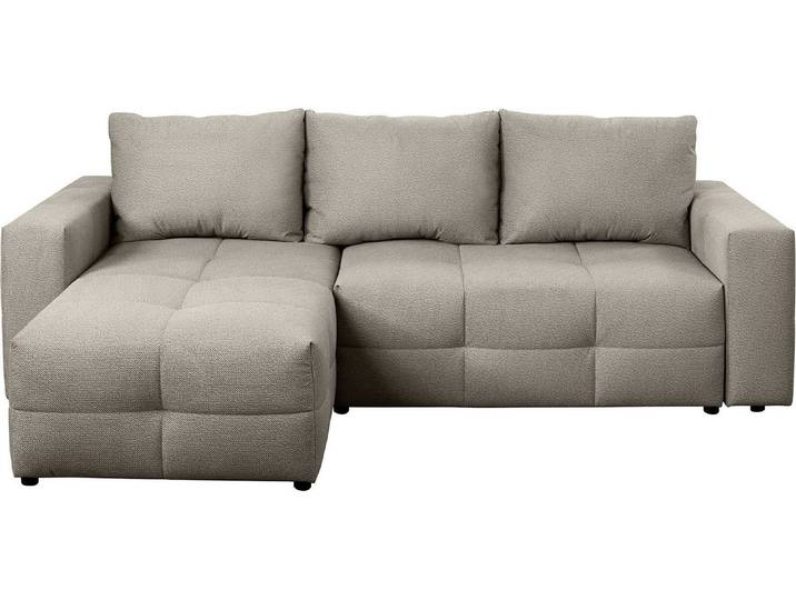 Ecksofa EXXPO - SOFA FASHION, beige (taupe), B:261cm H:95cm T:158cm, Sofas, Ecksofa, Praktische Funktionsecke mit Federkern, Bettfunktion und Stauraum