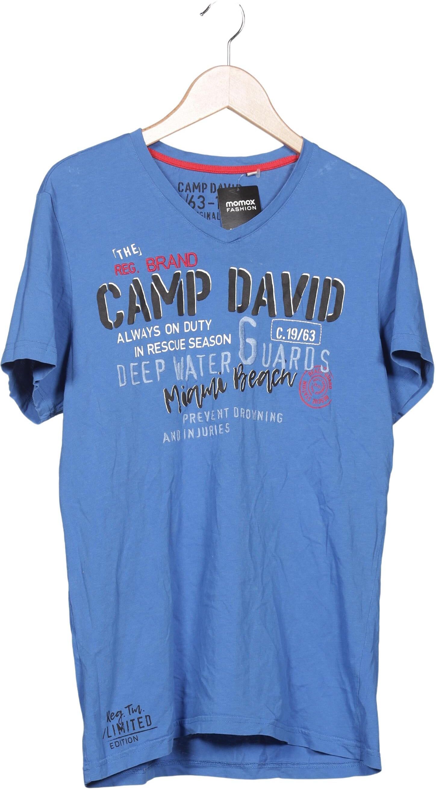 Camp David Herren T-Shirt, Blau, Gr. M, Baumwolle - Second Hand