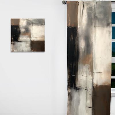 DESIGN ART "Designart ""Black Mid Century Fusion III"" Abstract Midcentury Curtain - Blackout Abstract Curtain - 1 Panel"