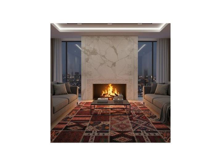 Melis Home Tapis kilim en chenille Multi 160 x 230 cm patchwork traditionnel Coton impression numérique 9 mm