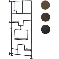 Raumteiler mit Regal HWC-P10, Wohnregal Ablageregal, Industrial Metall Melamin MVG 203x80x20cm ~ schwarz