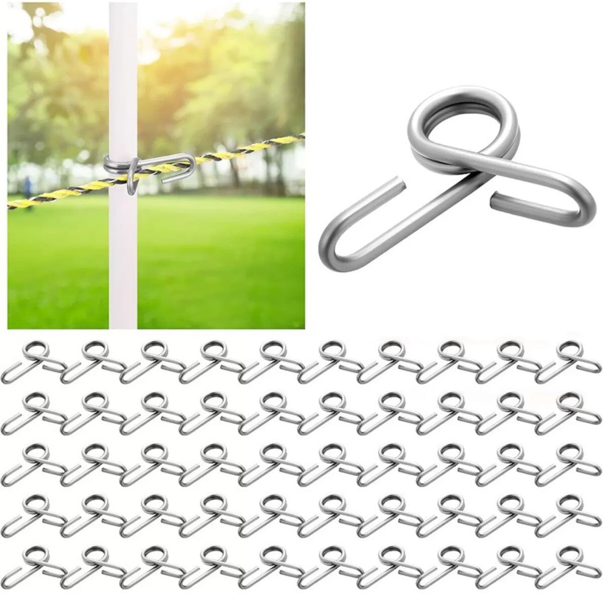 INF Edelstahl Isolatorclips für Elektrozaun – für 3/8 inch runde Fiberglaspfosten, 50er Pack, sichere Befestigung für