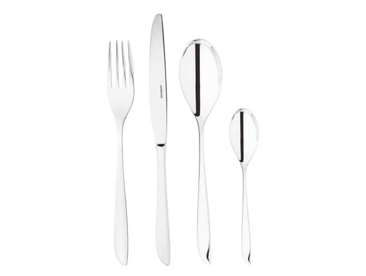 Sambonet Leaf 52163-G2 - Tafelbesteck aus Edelstahl 18/10, für 12 Personen, 48 Teile: 12 Gabeln, 12 Löffel, 12 Messer, 12 Teelöffel, spülmaschinenfest, Stahl