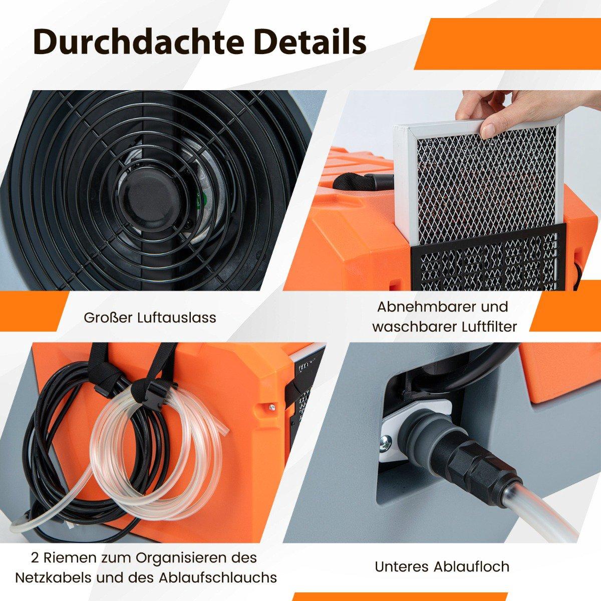 Gewerblicher Luftentfeuchter 85 l/Tag, Pumpe, 24-Stunden-Timer