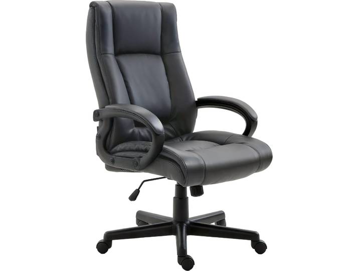 CLP Bürostuhl ergonomisch mit Rollen und Höhenverstellung, Chefsessel höhenverstellbar und Wippfunktion, rückenschonend, Drehstuhl Sparta, Farbe: schwarz