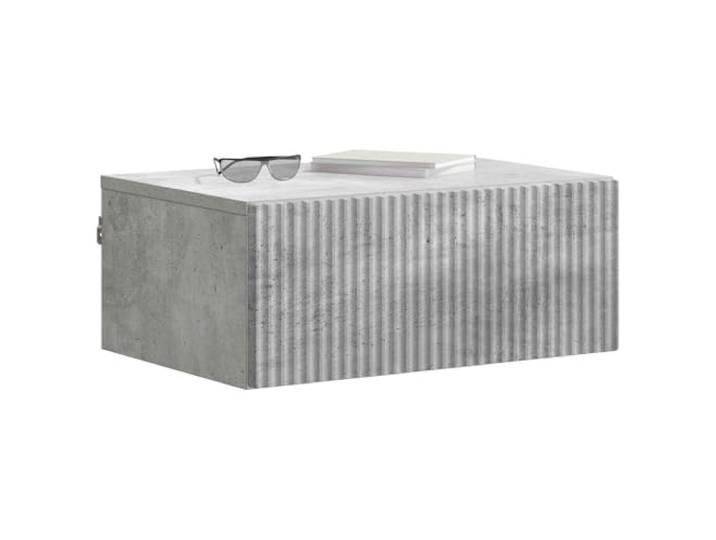 KTHLBRH Nachtschrank zur Wandmontage 2 Stück grau Beton Holztechnik, 49x34,5x20 cm, 2 Schubladen, Wandmontage, platzsparend