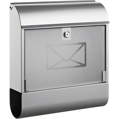ALCO Briefkasten Metall lackiert Zeitungsfach 410x115x360mm silber Packung mit 4 Stück