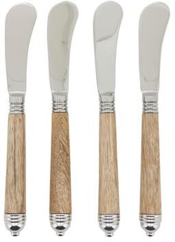 Saro Lifestyle Mango Wood Handle Butter Knives (Set of 4) - Stainless Steel Spreaders for Cheese, Butter & Charcuterie