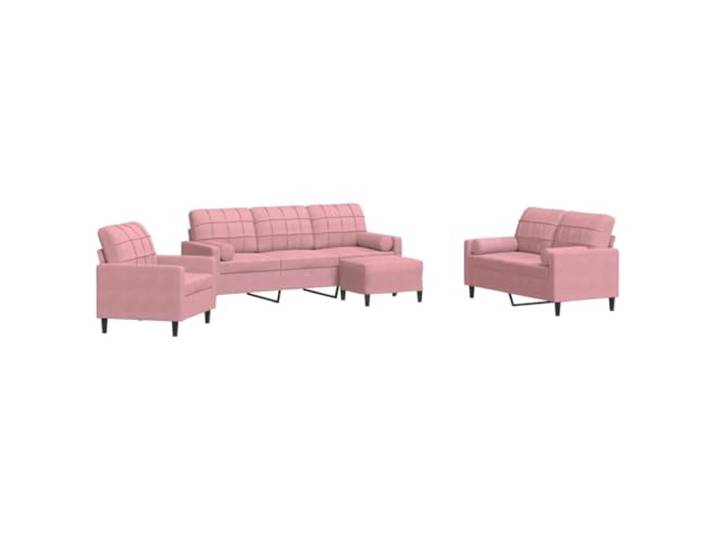 Todiikf 4-TLG Sofagarnitur Samt mit Hocker und Nackenkissen Rosa Eleganter Samtbezug und stabiles Metallgestell für Ihr Wohnzimmer inklusive Hocker und vier weichen Nackenkissen.
