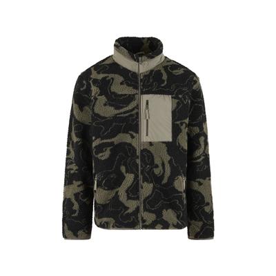 Langmantel URBAN CLASSICS "Urban Classics Pattern Teddy Trackjacket", Herren, Gr. XL, grün (oliveswirl), 100% Polyester, Mäntel