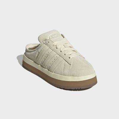 Clog ADIDAS ORIGINALS "CAMPUS 00S WINTER LOW", Damen, Gr. 38,5, beige (warm vanilla, warm vanilla, gum4), Leder, Schuhe Clog, Hausschuh, Pantolette, Mule, Slipper mit Plateua für Herbst und Winter