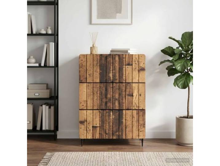 KGCRYUWED Kommode 3 Schubladen Schubladenschrank Altholz 66x34.5x92 cm Stabiler Holzwerkstoff, Schlankes Streifenmuster, Vielseitiger Stauraum