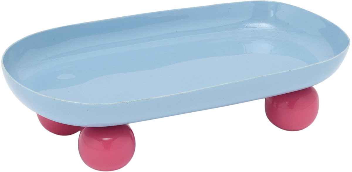 Present Time Dienblad Double Funky Oval - Softblauw & Felroze