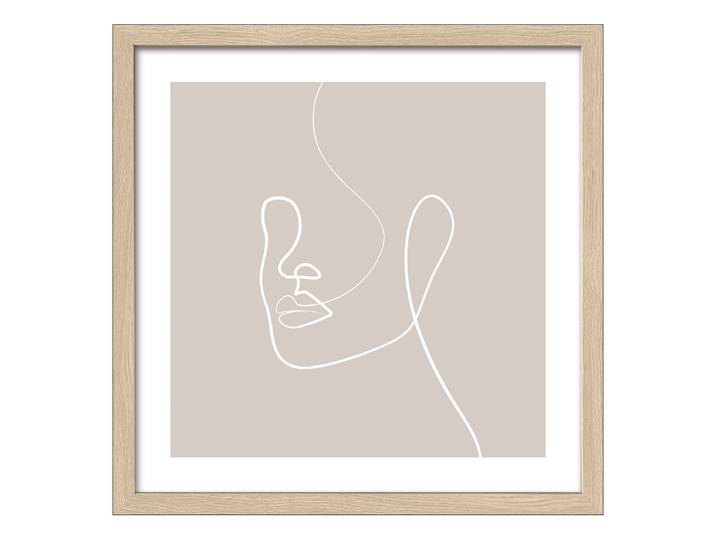 Holzbild Line Art Faces Floatglas, MDF Weiß/Beige 33 x 33 x 1cm