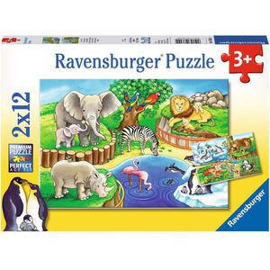 Ravensburger Puzzle 07602, Tiere im Zoo, 2x 12 Teile, ab 3 Jahre