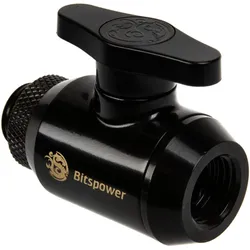 Bitspower Absperrhahn 1x IG 1/4 Zoll & 1x G1/4 Zoll AG, drehbar, Wasserkühlung Anschluss, Schwarz