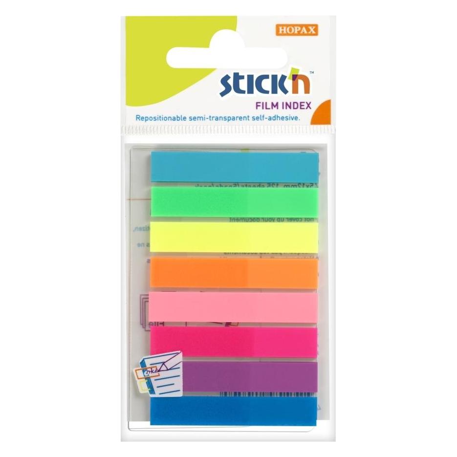 Stick'n Registerkarten Stick'N PP 45x8, 8xNeonfarben110x2x60mm 0,007kg (1Stk) (8.80 x 45 mm) (21401)