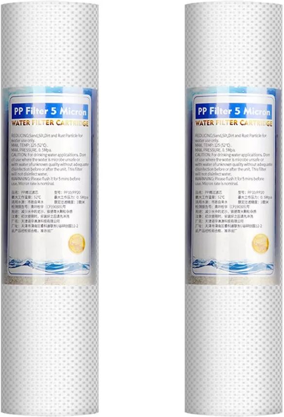 INF 2er-Pack Universal 10-Zoll 5 Mikron PP Baumwoll-Wasserfilterkartuschen (125g)