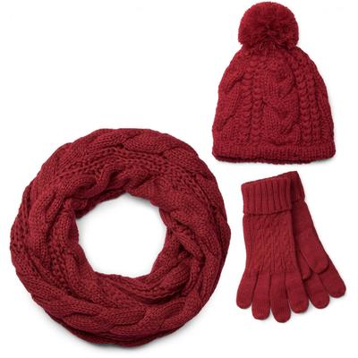 styleBREAKER "Strick Schal, Mütze & Handschuh Set mit Zopfmuster" 3 Stk.