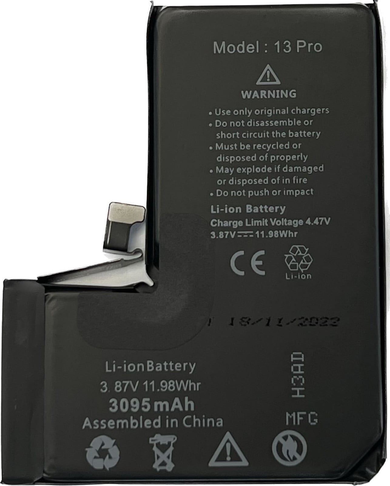 TRADEBIT Accu voor Apple iPhone 13 Pro, 3095 mAh