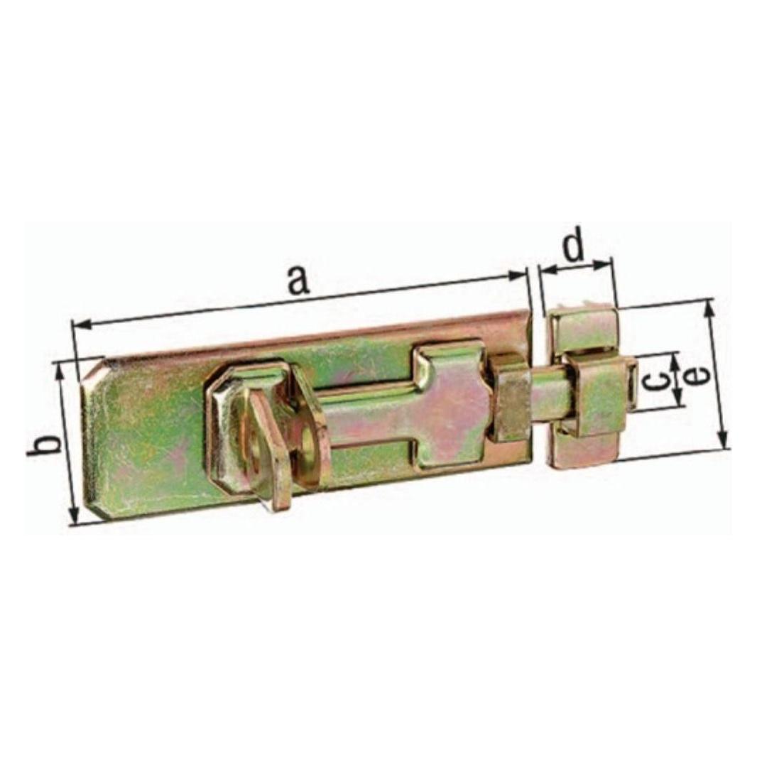 GAH Sicherheits-Schlossriegel Länge 140 mm Breite 55 Stahl galvanisch gelb verzinkt (Sicherheitsriegel, 1 Stk.) (123086)