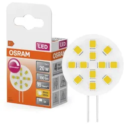 OSRAM G4 LED PIN ROUND 2W warmweiß 190lm 100° dimmbar – LED 12V Stiftsockellampe 20W Ersatz