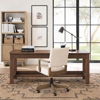 WILK Farmhouse Executive Writing Desk with Shelf, Home Office Computer Desk