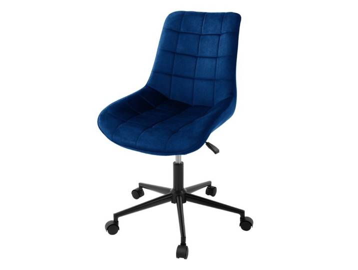 Chaise de bureau à roulettes Bleu avec revêtement en velours et structure métallique ML-Design