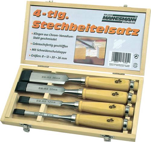 Brüder Mannesmann Stechbeitelsatz, in Holzkassette, 4-teilig | M66104