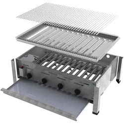 ChattenGlut, Gasgrill, Gasbräter 4-flammig mit Einzelne Edelstahlstäbe als Rost (18 kW)