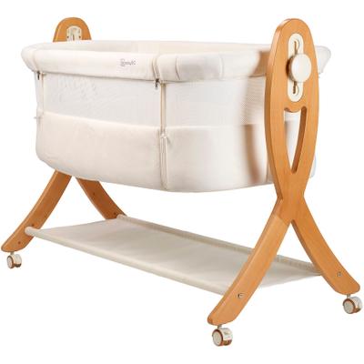 Beistellbett BABYGO "SidebySide, weiß/beige", Baby, Gr. Liegefläche B/L: 49cm x 85cm, kein Härtegrad, weiß (weiß, beige), Kunststoff, Massivholz, Babybetten, mit Schaukelfunktion