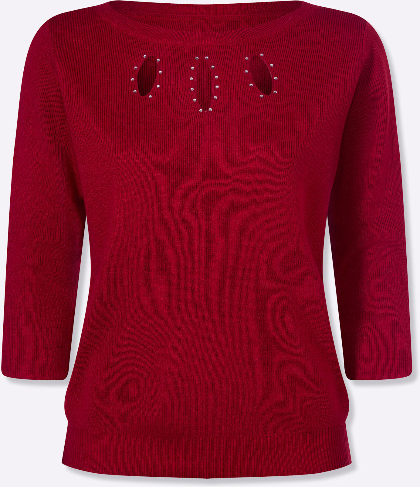3/4 Arm-Pullover CLASSIC BASICS "3/4-Arm-Pullover", Damen, Gr. 48, rot, 100% Polyacryl, unifarben, Pullover 3/4 Arm-Pullover rot 48
