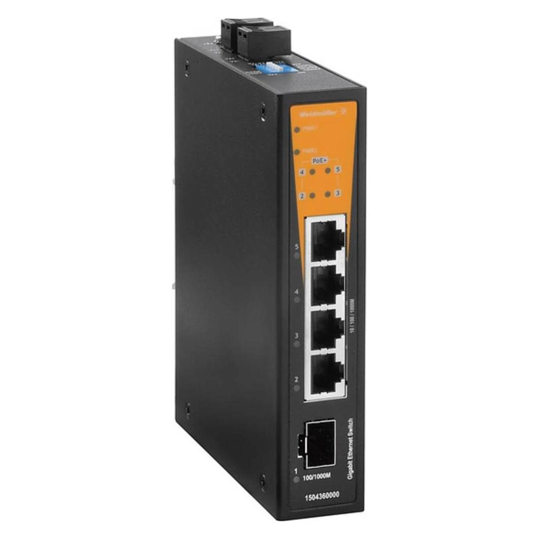 Weidmüller Netzwerk-Switch IE-SW-BL05-1GS-4GTPOE - 1.000 Mbps - Power over Ethernet (5 Ports) (1504360000)