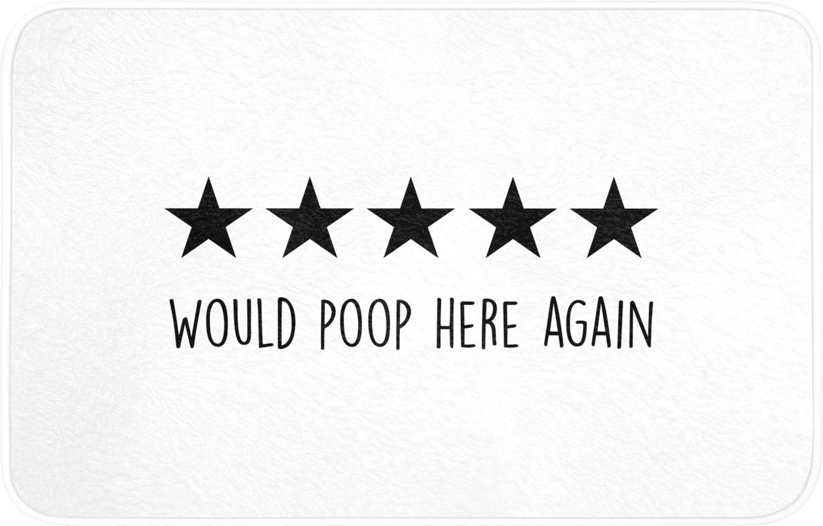 Badmat met tekst Would poop here again - Zwart - 80 x 50 cm