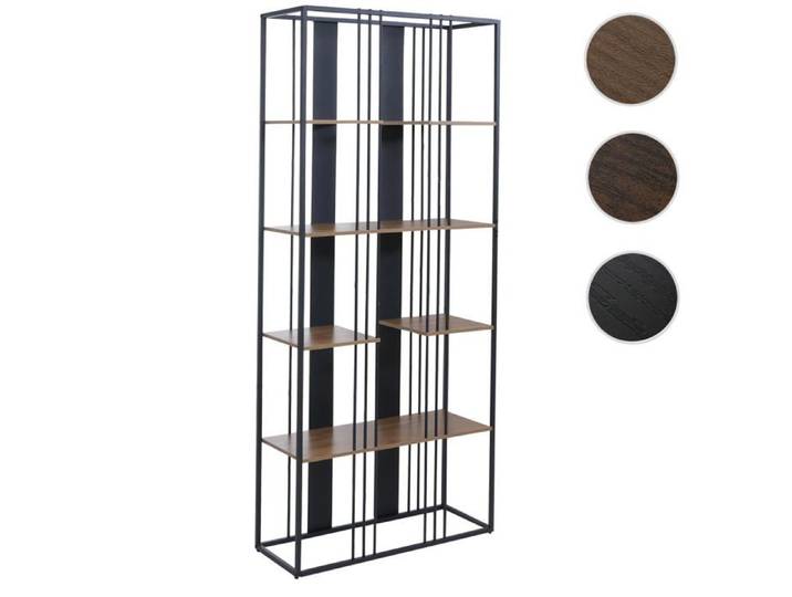 Étagère HWC-P12 mélamine certifiée MVG 180x80x31cm noir marron