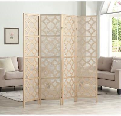 Roundhill Furniture Quatrefoil Infused Diamond Design 4-panel Room Divider