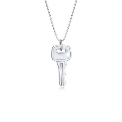 Kette mit Anhänger KUZZOI "Halskette Herren Venezianer Schlüssel Key 925 Silber" Gr. 55, silber, Halsketten, Herren, ohne Stein, Silber 925 (Sterlingsilber)