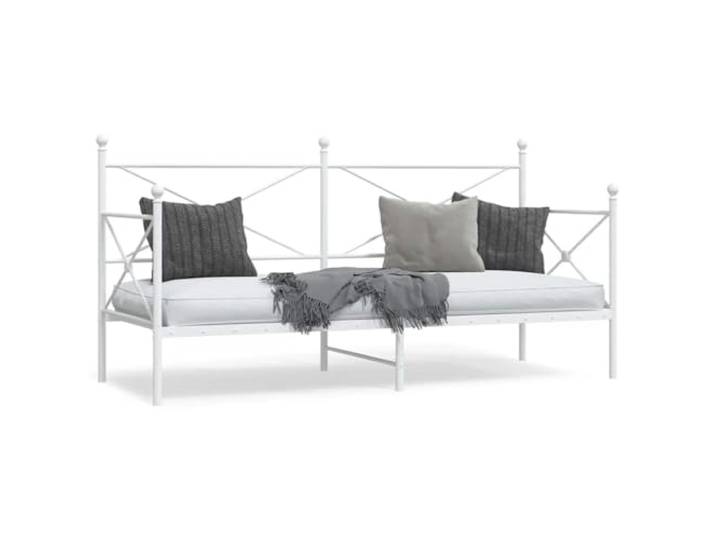 YUOTYRKTEJRSG Stahl Stauraum Lattenrost Tagesbett Weiß 90x200 cm Tagesbett ohne Matratze Weiß 90x200 cm Stahl Gestell Gästebett mit Lattenrost Stauraum Schlafsofa für Schlafzimmer Wohnzimmer