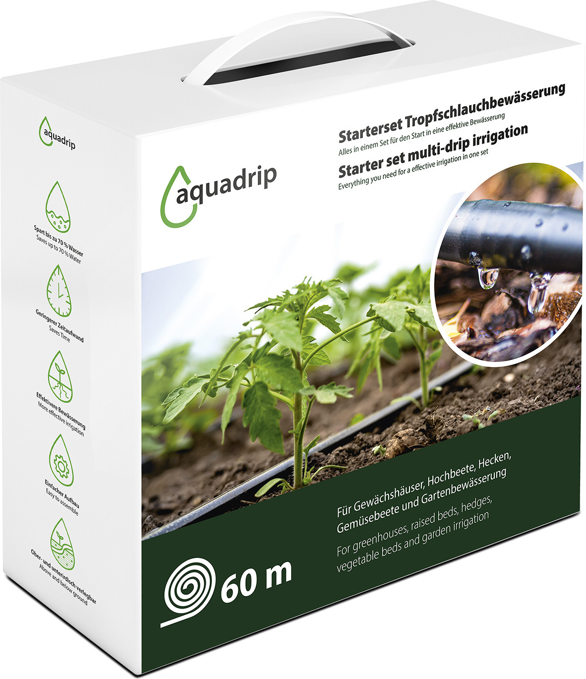 EraGreen Bewässeringsset Aquadrip: druppelbuis met drukcompensatie, 60 meter