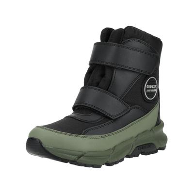 Stiefelette GEOX "Geox Stiefelette Lederimitat/Textil", Jungen, Gr. 31, grün (schwarz, grün), Lederimitat, Textil, Schuhe Stiefelette