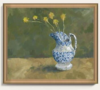 "Blue Jug with Stems Art - 30"" x 35"" - Ballard Designs"