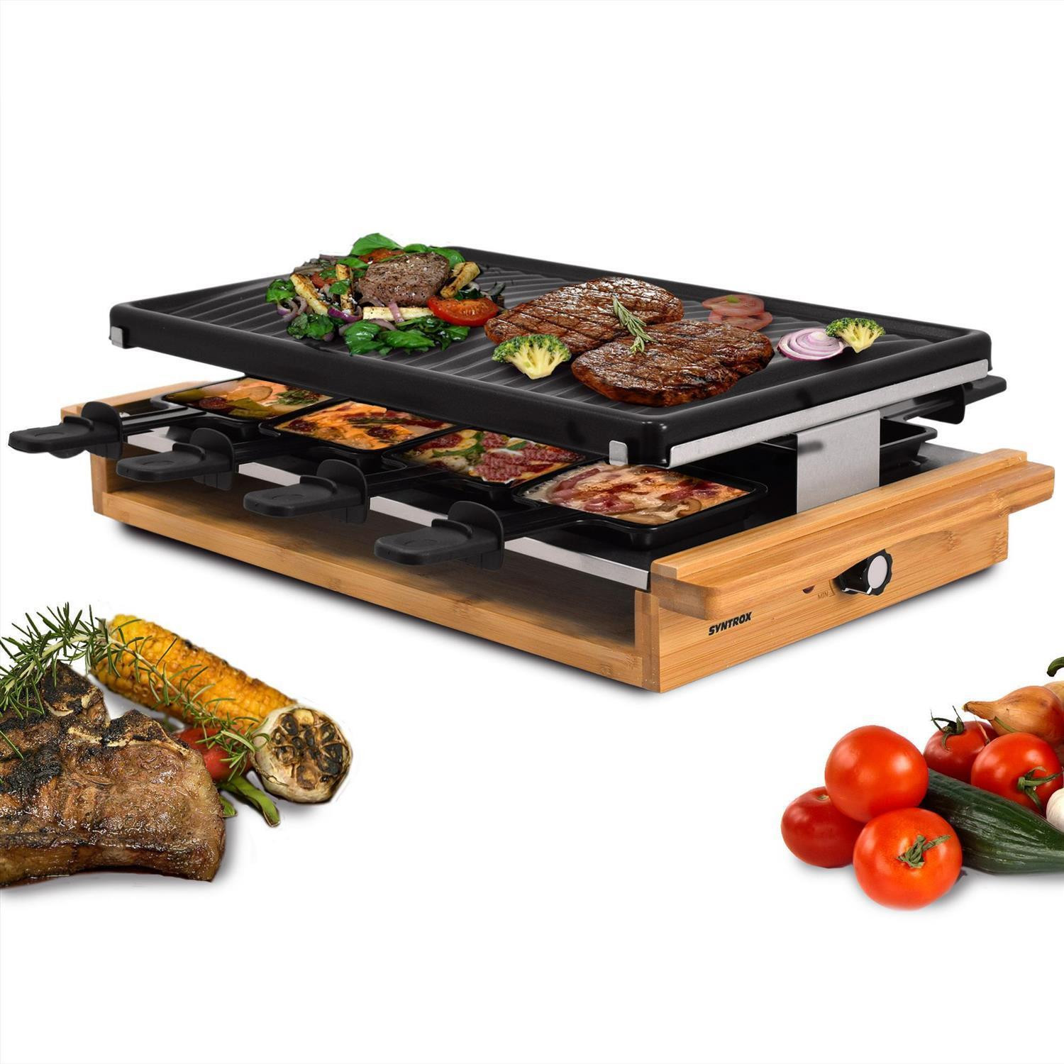 Syntrox Germany Raclette voor 8 personen, 1200W, antiaanbaklaag