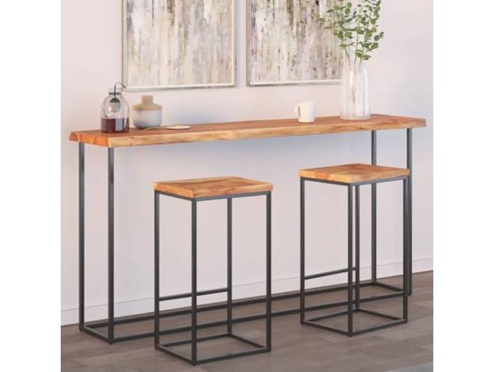 PTUGUOF Tischplatte 160x40x2,5cm Rechteckig Massivholz Akazie Baumkante Rustikale Naturkante, Vielseitig für Bartisch, Beistelltisch, Feuchtes Tuch Reinigung
